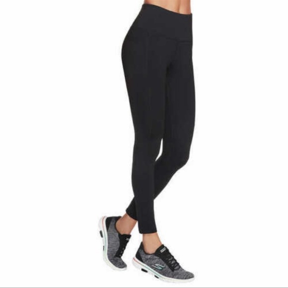 Skechers Pants - SKECHERS Women Go Walk Hıgh Waisted Legging With Side Pocket-Black Size L